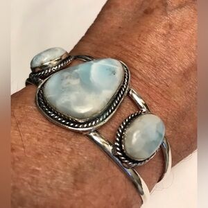 Larimar 925 Sterling Silver Cuff Bracelet